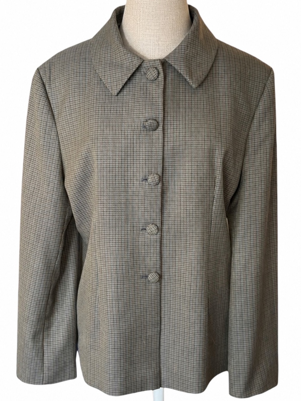Vintage Houndstooth Jacket Peter Pan Collar Dark Academia Preppy Blazer Medium